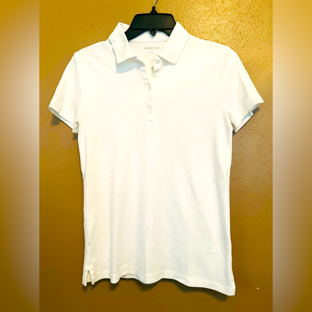 LANDS’ END WOMENS SUPIMA Cotton Polo in white